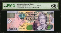 BAHAMAS

BAHAMAS. Central Bank of the Bahamas. 10 Dollars, 2009. P-76. PMG Gem Uncirculated 66 EPQ.

Printed by TDLR. Watermark of QEII. Found wit...