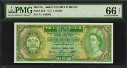 BELIZE

BELIZE. Government of Belize. 1 Dollar, 1975. P-33b. PMG Gem Uncirculated 66 EPQ.

Wide margins, bright paper and vivid ink add to the app...