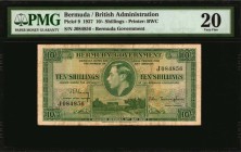 BERMUDA

BERMUDA. Bermuda Government. 10 Shillings, 1937. P-9. PMG Very Fine 20.

Printed by BWC. Portrait of King George VI facing left at center...