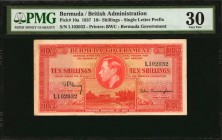 BERMUDA

BERMUDA. Bermuda Government. 10 Shillings, 1937. P-10a. PMG Very Fine 30.

Single letter prefix. Printed by BWC.

Estimate: $100.00- $1...