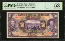 BOLIVIA

BOLIVIA. Banco Central De Bolivia. 50 Bolivianos, 1928. P-124a. PMG About Uncirculated 53.

Printed by ABNC. Found with vivid ink and goo...
