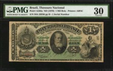 BRAZIL

BRAZIL. Thesouro Nacional. 1 Mil Reis, ND (1879). P-A250a. PMG Very Fine 30.

Printed by ABNC. 1 Serial number. PMG has encapsulated just ...