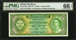 BRITISH HONDURAS

BRITISH HONDURAS. Government of British Honduras. 1 Dollar, 1961-69. P-28b. PMG Gem Uncirculated 66 EPQ.

Printed by BWC. Excell...