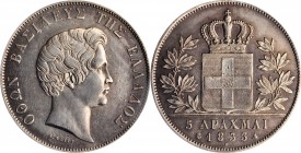 GREECE

GREECE. 5 Drachmai, 1833-A. Paris Mint. Othon I. ANACS EF-40 Details--Tooled, Cleaned, Scratched.

Dav-115; KM-20. Despite the noted detra...