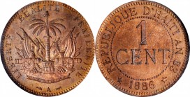 HAITI

HAITI. Centime, 1886-A. Paris Mint. NGC MS-65 Red Brown.

KM-48. Elegant and radiant, this alluring Gem offers great red-brown color and wh...