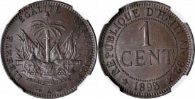 HAITI

HAITI. Centime, 1895-A. Paris Mint. NGC MS-63 Brown.

KM-48. An elegant overall design, with a pleasing strike and deep brown surfaces.

...