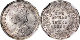 British India

INDIA. 2 Annas, 1893-C. Calcutta Mint. Victoria. NGC MS-64.

KM-488. Incuse C. An attractive light toned survivor exhibiting a bold...