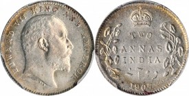 British India

INDIA. 2 Annas, 1907-(C). Calcutta Mint. PCGS MS-62 Gold Shield.

KM-505; SW-7.107. A lustrous little coin with hints of almond ton...