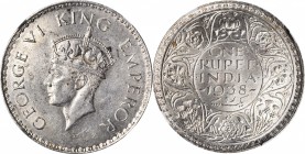 British India

INDIA. Rupee, 1938-(B). Bombay Mint. NGC MS-62.

KM-555. Without dot variety. A boldly struck and lustrous example with crisp desig...