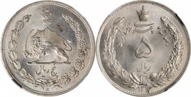 IRAN

IRAN. 5 Rials, SH 1312 (1933). NGC MS-66.

KM-1131. A boldly struck Gem quality coin with gentle even toning throughout.

Estimate: $200.0...