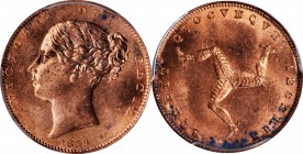 ISLE OF MAN

ISLE OF MAN. Farthing, 1839. London Mint. Victoria. PCGS MS-64 Red Gold Shield.

S-7419; KM-12; Prid-37. A bright and lustrous Farthi...