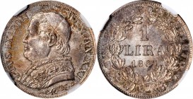 Italian States (including Papal and Vatican City)

ITALY. Papal States. Lira, 1867-R Year XXI. Rome Mint. Pius IX. NGC MS-65.

KM-1378; Pag-570. A...