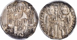 Italian States (including Papal and Vatican City)

ITALY. Venice. Grosso, ND (1312-28). Giovanni Soranzo. PCGS MS-63 Gold Shield.

Gamb-67. A hand...