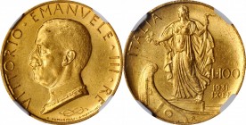 Italian Kingdom to current (since 1861)

ITALY. Kingdom. 100 Lire, 1931-R Year IX. Rome Mint. NGC MS-63.

Fr-33; KM-72. A choice interwar gold iss...
