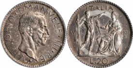 Italian Kingdom to current (since 1861)

ITALY. Kingdom. 20 Lire, 1928-R Year VI. Rome Mint. PCGS AU-50.

KM-69. The much more common version than...