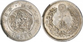 JAPAN

JAPAN. 10 Sen, Year 9 (1876). Mutsuhito (Meiji). PCGS MS-64 Gold Shield.

KM-Y-23; JNDA 01-24. Type II. A lustrous coin with pleasing, orig...