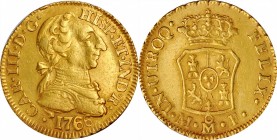 Pillars

MEXICO. Escudo, 1766-Mo MF. Mexico City Mint. Charles III. Grade: VERY FINE Details.

KM-117; Fr-32. AGW: 0.0997 oz. A well struck and de...