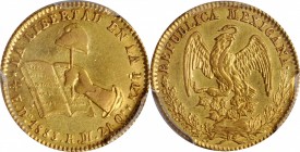 Republic Reales

MEXICO. 1/2 Escudo, 1833-Do RM/RL. Durango Mint. PCGS AU-58 Gold Shield.

Fr-111; KM-378.1. A well detailed little coin with a sl...