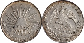 Republic Reales

MEXICO. 8 Reales, 1830-Do RM. Durango Mint. PCGS EF-45 Gold Shield.

KM-377.4; DP-Do07. A wholesome and evenly worn coin with no ...