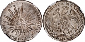 Republic Reales

MEXICO. 8 Reales, 1841-Go PJ. Guanajuato Mint. NGC MS-63.

KM-377.8; DP-Go23. A boldly struck coin with sharp design detail, subt...