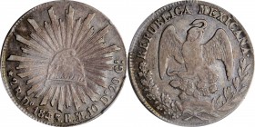 Republic Reales

MEXICO. 2 Reales, 1843-Do RM/RL. Durango Mint. PCGS VF-35 Gold Shield.

KM-374.4. A wholesome and evenly worn coin with pleasing ...
