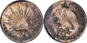Republic Reales

MEXICO. 2 Reales, 1825-Mo JM. Mexico City Mint. PCGS MS-64 Gold Shield.

KM-374.10. Uniquely toned, with bright luster in the fie...