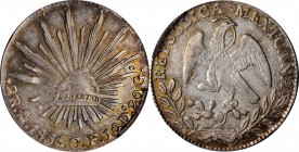 Republic Reales

MEXICO. 2 Reales, 1856/5-Mo GF/GC. Mexico City Mint. PCGS AU-58 Gold Shield.

KM-374.10. A pleasing, barely circulated example of...