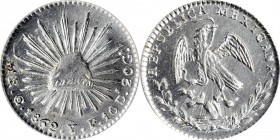 Republic Reales

MEXICO. Real, 1862/1-Go YF. Guanajuato Mint. PCGS MS-63.

KM-372.6. Overdate variety. Featuring some die clashing, this brilliant...