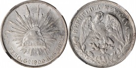 Republic Decimal

MEXICO. Peso, 1900-Go RS. Guanajuato Mint. NGC MS-62.

KM-409.1. A boldly struck and lustrous Peso with a few minor scuffs in th...