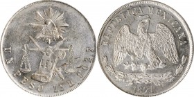 Republic Decimal

MEXICO. Peso, 1871-Zs H. Zacatecas Mint. PCGS MS-61.

KM-408.8. Exceeded in the PCGS census by just one example, this steely gra...