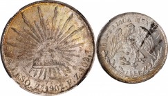 Republic Decimal

MEXICO. Peso, 1902-Zs FZ. Zacatecas Mint. NGC MS-62.

KM-409.3. A subtly lustrous Peso with good strike and warm sunset toning a...