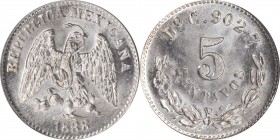 Republic Decimal

MEXICO. 5 Centavos, 1888-Do C. Durango Mint. PCGS MS-64.

KM-398.3. Quite shimmering and blazing, this argent near-Gem is free f...