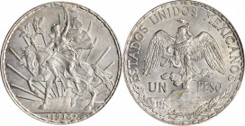 Twentieth Century (Modern)

MEXICO. Peso, 1913. Mexico City Mint. ANACS MS-61.

KM-453. A presentable and attractive example of the famous 'Caball...