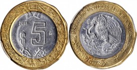 Twentieth Century (Modern)

MEXICO. Mint Error -- Struck on Wrong Planchet -- 5 Pesos, 2019-Mo. Mexico City Mint. PCGS MS-66 Gold Shield.

cf. KM-...