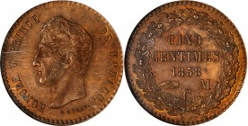 MONACO

MONACO. Copper Decimo Essai (Pattern), 1838-M C. Honore V. PCGS PROOF-63 Red Brown.

KM-Pn3. Housed in an older green label PCGS holder. A...