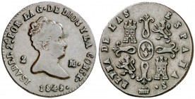 1845. Isabel II. Segovia. 2 maravedís. (AC. 57). 2,27 g. MBC.