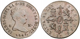1847. Isabel II. Jubia. 4 maravedís. (AC. 73). 5,31 g. MBC+/EBC-.
