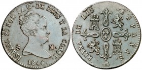 1846. Isabel II. Segovia. 8 maravedís. (AC. 133). Golpecitos. Escasa. 10,59 g. EBC-/EBC.