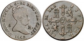 1847. Isabel II. Segovia. 8 maravedís. (AC. 134). 10,91 g. MBC-/MBC.
