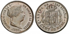 1856. Isabel II. Segovia. 5 céntimos de real. (AC. 161). Bella. 1,96 g. EBC+.
