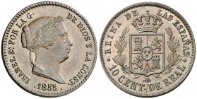 1855. Isabel II. Segovia. 10 céntimos de real. (AC. 171). Bella. 3,55 g. S/C-.