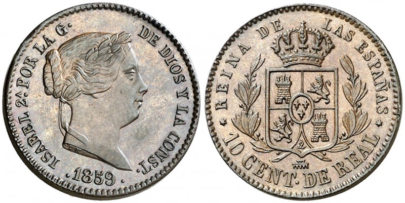 1859. Isabel II. Segovia. 10 céntimos de real. (AC. 175). Golpecito en canto del...