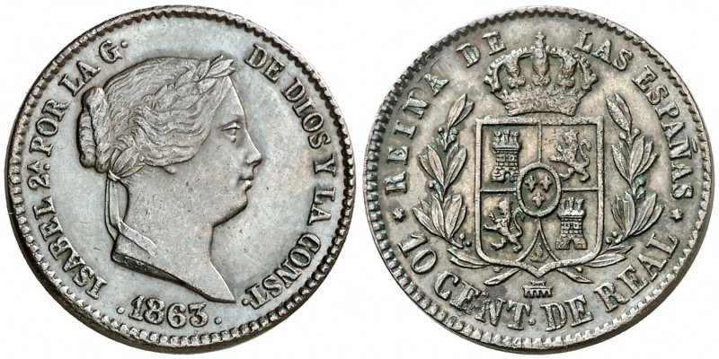 1863. Isabel II. Segovia. 10 céntimos de real. (AC. 179). Ex Áureo 05/03/1997, n...