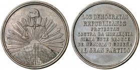 s/d (1868-1869). Gobierno Provisional. (V. 828 var) (Ruiz Trapero 772) (V.Q. 14378). Bronce. 12,44 g. Ø32 mm. MBC.