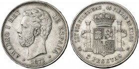 1871*1871. Amadeo I. SDM. 5 pesetas. (AC. 1). Sin punto después de KILOG. 24,81 g. MBC-.
