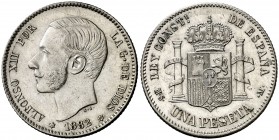 1882*1882. Alfonso XII. MSM. 1 peseta. (AC. 20). Escasa así. 5 g. EBC-.