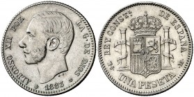 1883*1883. Alfonso XII. MSM. 1 peseta. (AC. 21). 4,96 g. MBC/EBC-.