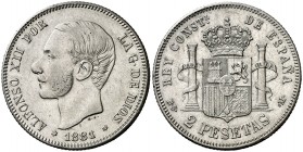 1881*1881. Alfonso XII. MSM. 2 pesetas. (AC. 28). 9,88 g. MBC/MBC+.