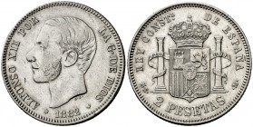 1882/81*1882/1. Alfonso XII. MSM. 2 pesetas. (AC. 29.1). 9,91 g. MBC-.