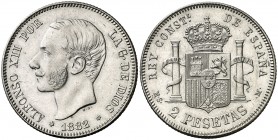 1882*1882. Alfonso XII. MSM. 2 pesetas. (AC. 32). Rayitas. Limpiada. 9,94 g. EBC.